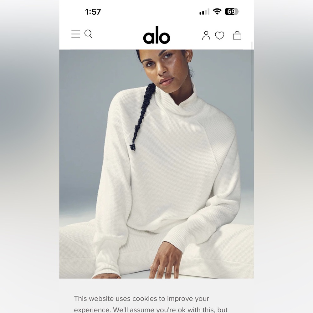 Alo Weekend Escape Mockneck Sweater in Ivory